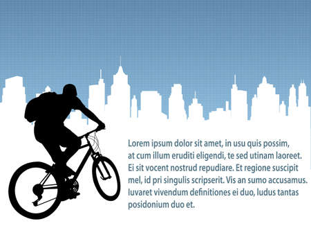 bicyclist on the abstract urban backgroundのイラスト素材