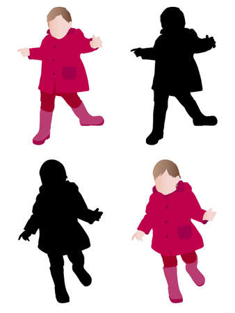 toddler wearing raincoat - vectorのイラスト素材