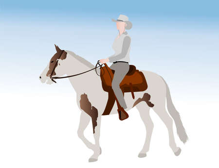 cowgirl riding horse illustration のイラスト素材
