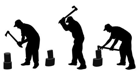 man chopping woods silhouettes  vectorのイラスト素材
