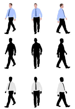 man walking silhouettes and illustration  のイラスト素材