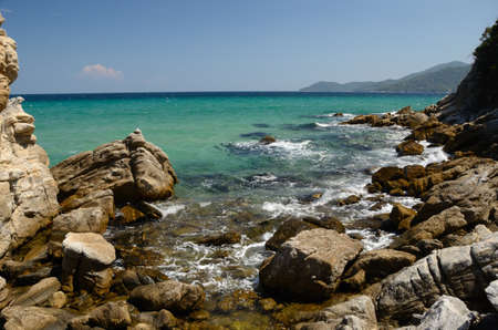 Rocks near Babylon beach, Olympiada Greeceの写真素材
