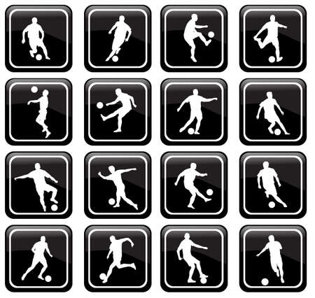 set of 16 soccer iconsのイラスト素材
