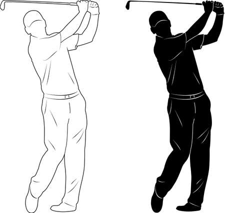 golf player silhouette - vectorのイラスト素材
