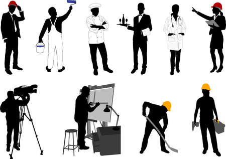 various occupations silhouettes collection - vectorのイラスト素材