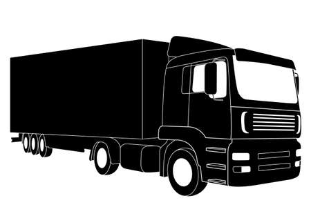 detailed truck silhouette - vectorのイラスト素材
