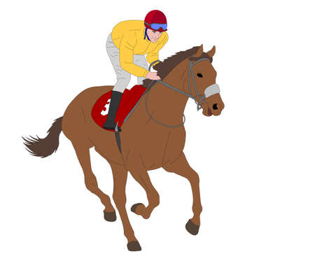 jockey riding race horse illustration - vectorのイラスト素材