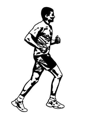 runner sketch and silhouette - vectorのイラスト素材