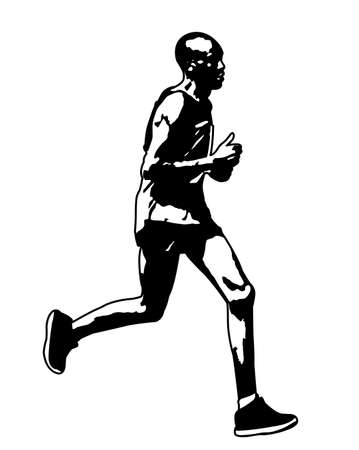 runner sketch and silhouette - vectorのイラスト素材