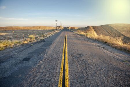 Rural road country side sunset California