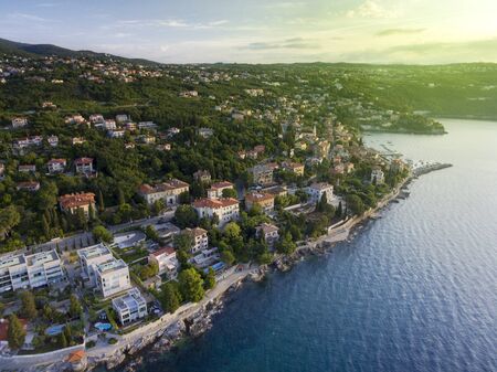 Aerial View of Mediterranean sea in Opatija, Croatiaの写真素材