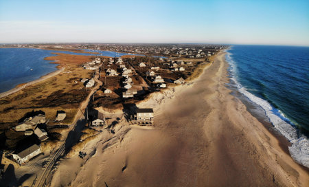 Madaket Beach Sunset, famous tourist attraction and Landmark of Nantucket Island, Massachusetts, Cape Code, USAの写真素材
