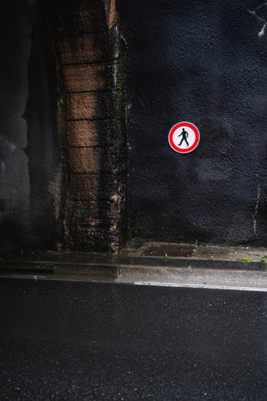 A Do not enter sign at the entrance to a tunnel.の写真素材