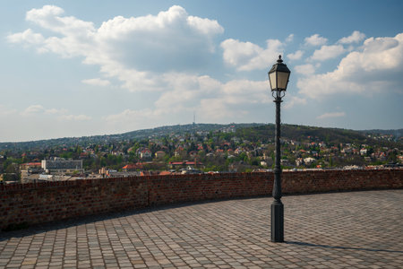 Budim Panorama from Castle, western part of City of Budapest in early spring time on sunny day.