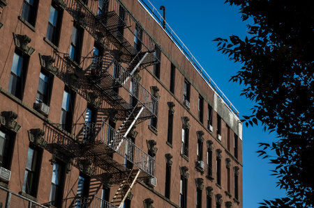 New York City Fire Stairs Classical Background, Lit by Afternoon Sun
