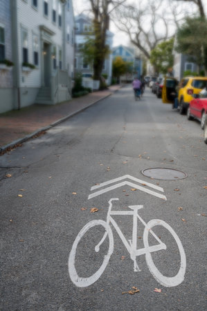 Nantucket Touristic Bike Path Sign, Massachusettsの写真素材