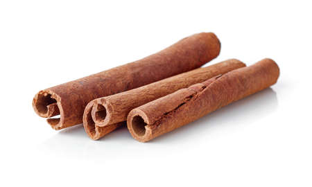 cinnamon stick isolated on white background closeup