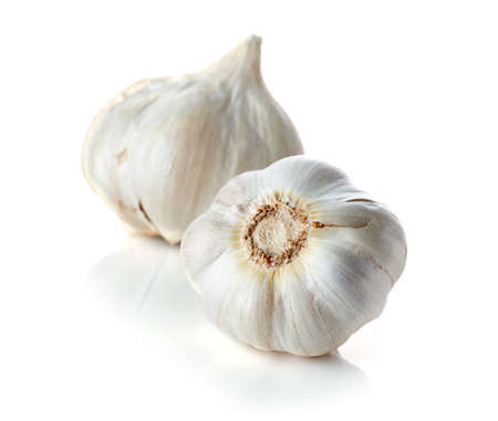 Fresh garlic isolated on white backgroundのeditorial素材
