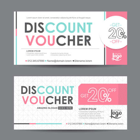 discount voucher template with colorful pattern,cute gift voucher certificate coupon design template, Collection gift certificate business card banner calling card poster,Vector illustrationのイラスト素材