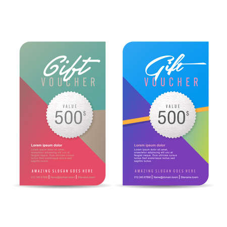 Gift voucher template with colorful pattern,Vector illustrationのイラスト素材