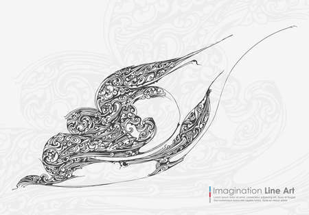 Ilustración de Abstract hand draw of imagination line art ,vector background - Imagen libre de derechos