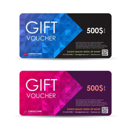 Gift voucher template with colorful pattern,Vector illustrationのイラスト素材
