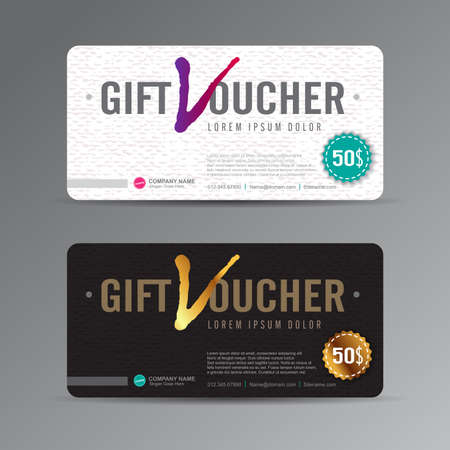 Gift voucher template with colorful pattern,Vector illustrationのイラスト素材