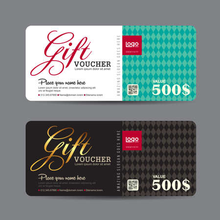 Gift voucher template with colorful pattern,Vector illustrationのイラスト素材