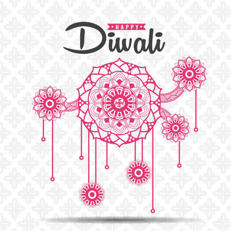 Beautiful greeting card design decorated of Diwali festival with floral pattern. Vector illustration.のイラスト素材