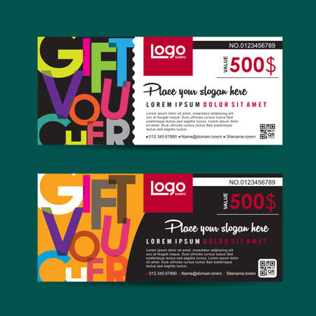 Gift voucher template with colorful pattern,Vector illustrationのイラスト素材