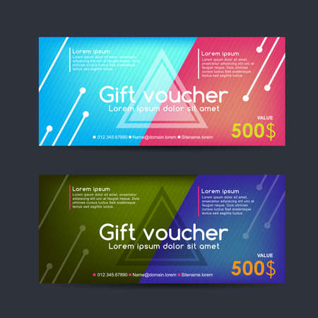 Gift voucher template with colorful pattern,Vector illustrationのイラスト素材