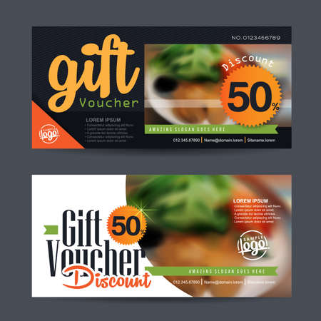 discount voucher template with clean and modern pattern and place for your business related photos. Vector illustrationのイラスト素材
