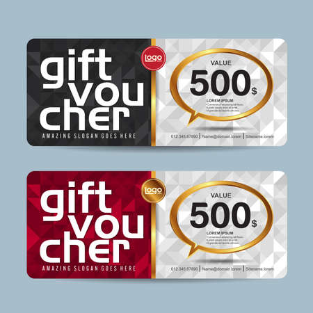 Gift voucher template with colorful pattern,Vector illustrationのイラスト素材