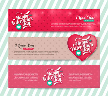 A set of  Happy Valentines Day bannersのイラスト素材
