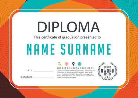 Preschool Kids Diploma certificate background design templateのイラスト素材