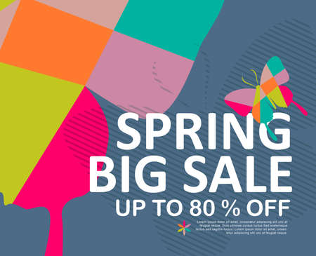 Spring Sale Banner poster tag design. Vector illustrationのイラスト素材