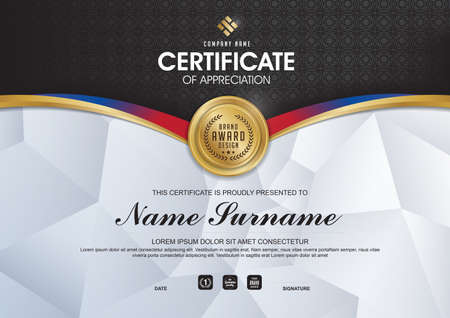 certificate template with clean and modern pattern,Luxury golden,Qualification certificate blank template with elegant,Vector illustrationのイラスト素材