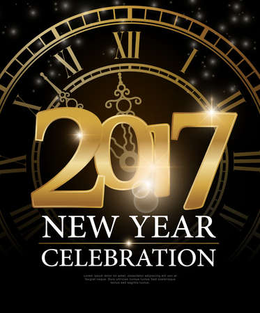 Happy New year 2017 greeting card. Vector illustration.Wallpaper.New year eve.のイラスト素材