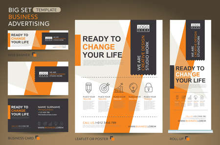 big set template for business advertising.Brochure,leaflet template.Cover book presentation...