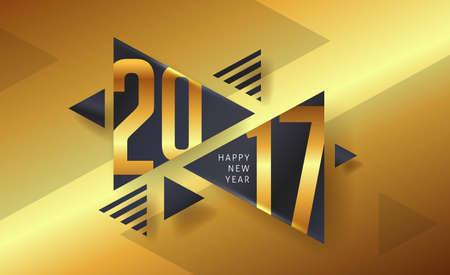Happy New year 2017 greeting card background with triangle  pattern. Vector...