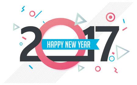 Happy New year 2017 greeting card background. Vector illustration.Wallpaper.New year eve.flyers, invitation, posters, brochure, banners, calendarのイラスト素材