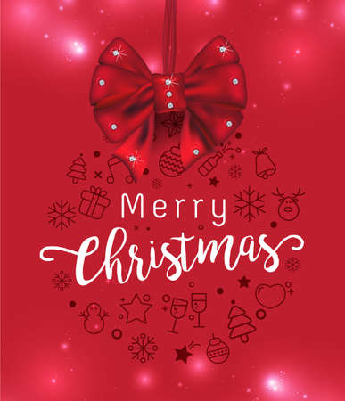 Merry christmas greeting card background with icon set balls hanging pattern. Vector illustration.Wallpaper.flyers, invitation, posters, brochure, banners, calendarのイラスト素材