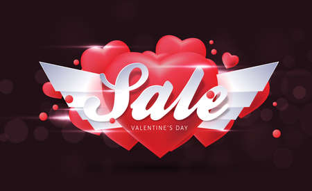 Valentines day sale background with Heart Shaped Balloons. Vector illustration.banners.Wallpaperのイラスト素材