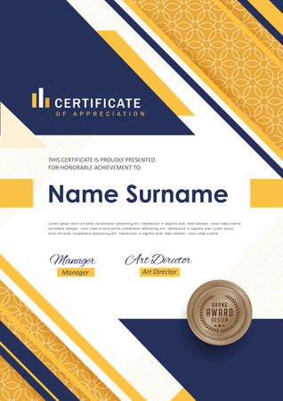 certificate template with Luxury black and golden elegant pattern,Vector illustrationのイラスト素材