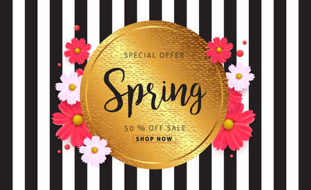 Spring sale background with beautiful colorful flower. Vector illustration.banners.Wallpaper.flyers, invitation, posters, brochure, voucher discount.のイラスト素材