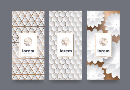 Packaging templates with different texture for luxury products.logo design with trendy linear style.vector illustrationのイラスト素材