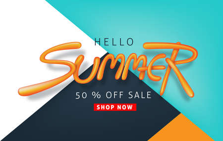 Poster of a Summer sale background layout with balloon font design for banners.のイラスト素材