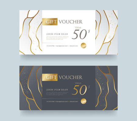Gift Voucher discount template with luxury pattern.Vector template for gift card premium pattern. Vector illustration.のイラスト素材