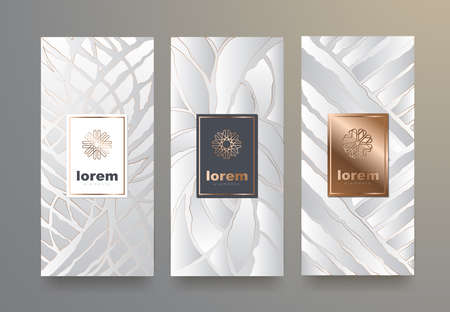 Vector set packaging templates with different texture for luxury products.logo design with trendy linear style.vector illustrationのイラスト素材