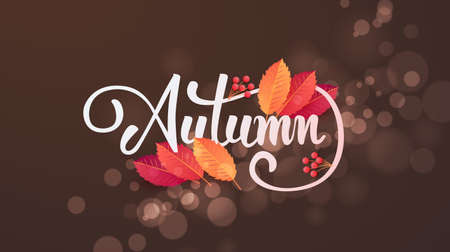 Autumn calligraphy. Seasonal lettering.vector illustrationのイラスト素材